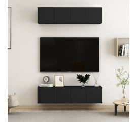 Set dulapuri tv, 4 piese, negru, 60x30x30 cm, pal