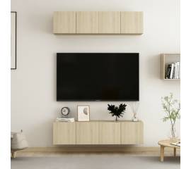 Set dulapuri tv, 4 piese, stejar sonoma, 60x30x30 cm, pal