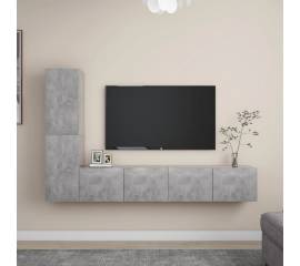 Set dulap tv, 4 piese, gri beton, pal