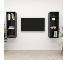 Dulapuri tv montaj pe perete, 2 buc., negru extralucios, pal