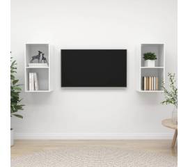 Dulapuri tv montate pe perete, 2 buc., alb extralucios, pal