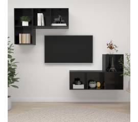 Dulapuri tv montate pe perete, 4 buc., negru extralucios, pal
