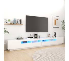 Comodă tv cu lumini led, alb, 300x35x40cm
