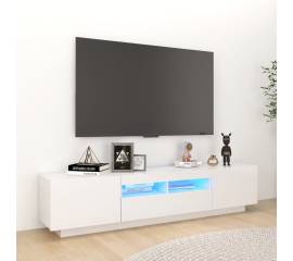 Comodă tv cu lumini led, alb extra lucios, 180x35x40 cm