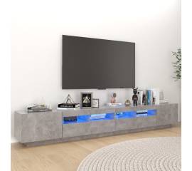 Comodă tv cu lumini led, gri beton, 260x35x40 cm