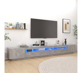 Comodă tv cu lumini led, gri beton, 300x35x40 cm