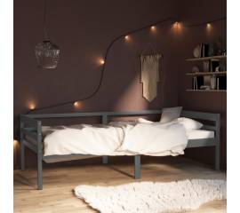 Cadru de pat, gri închis, 90x200 cm, lemn masiv de pin