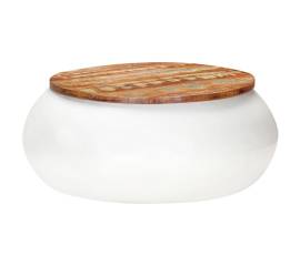 Măsuță de cafea, alb, 68x68x30 cm, lemn masiv reciclat