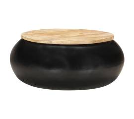 Măsuță de cafea, negru, 68 x 68 x 30 cm, lemn masiv de mango