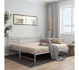 Cadru pat canapea extensibilă, alb, 90x200 cm, metal