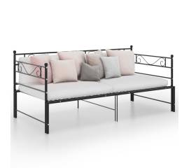 Cadru pat canapea extensibilă, negru, 90x200 cm, metal