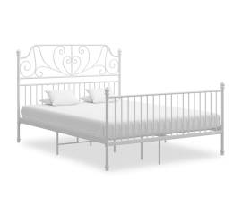 Cadru de pat, alb, 140x200 cm, metal și placaj