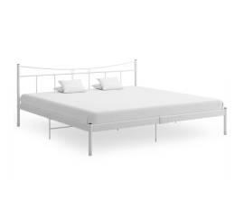 Cadru de pat, alb, 200x200 cm, metal și placaj