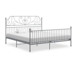 Cadru de pat, gri, 200x200 cm, metal și placaj