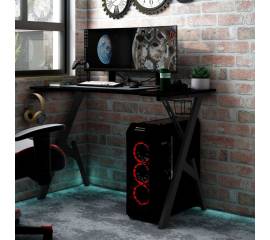 Birou de gaming cu picioare în formă de y, negru, 90x60x75 cm