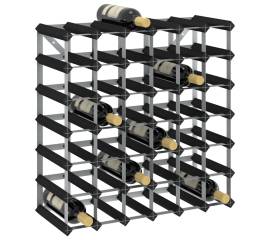 Suport de vinuri, 42 sticle, negru, lemn masiv de pin