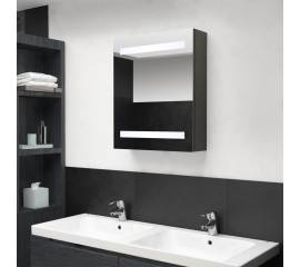 Dulap de baie cu oglindă și led, antracit, 50x14x60 cm