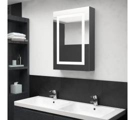 Dulap de baie cu oglindă și led, gri, 50x13x70 cm