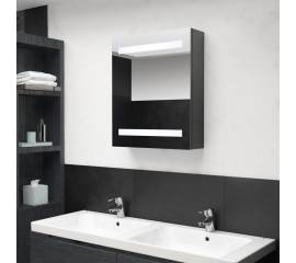 Dulap de baie cu oglindă și led-uri, gri, 50x14x60 cm