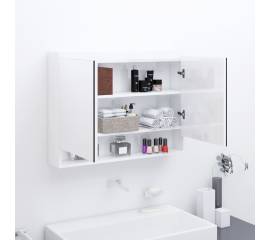 Dulap de baie cu oglindă, alb strălucitor, 80x15x60 cm, mdf