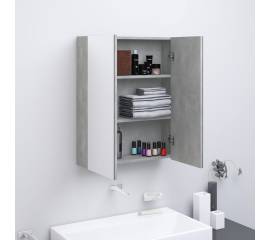 Dulap de baie cu oglindă, gri beton, 60x15x75 cm, mdf