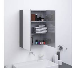Dulap de baie cu oglindă, gri strălucitor, 60x15x75 cm, mdf