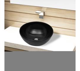 Chiuvetă ceramică pentru baie, rotundă, neagră