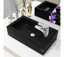 Chiuvetă cu orificiu robinet, negru, 46x25,5x12, ceramică