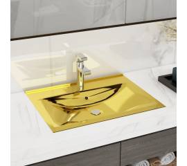 Chiuvetă cu preaplin, auriu, 60x46x16 cm, ceramică