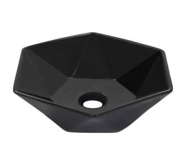 Chiuvetă de baie, negru, 41 x 36,5 x 12 cm, ceramică