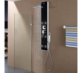 Unitate panou de duș, sticlă, 18 x 42,1 x 120 cm, negru