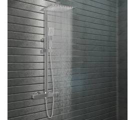 Set de duș cu două capete, cu termostat, oțel inoxidabil
