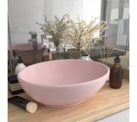 Chiuvetă de lux, roz mat, 40 x 33 cm, ceramică, formă ovală