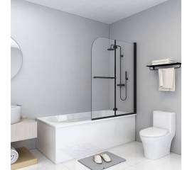 Cabină de duș pliabilă, 2 panouri, negru, 95 x 140 cm, esg