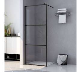 Paravan de duș walk-in negru 115x195 cm sticlă esg transparentă