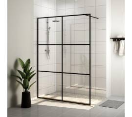 Paravan de duș walk-in negru 140x195 cm sticlă esg transparentă