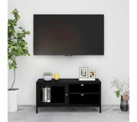 Dulap tv, negru, 90x30x44 cm, oțel și sticlă