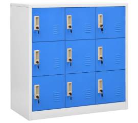 Dulap de vestiar, gri deschis și albastru, 90x45x92,5 cm, oțel