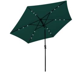 Umbrelă de exterior cu led-uri 3 m, verde