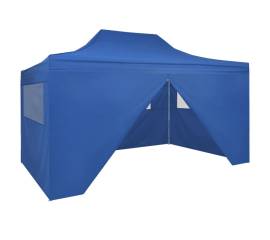 42512  foldable tent pop-up with 4 side walls 3x4,5 m blue