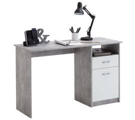 Fmd birou cu 1 sertar, gri beton și alb, 123 x 50 x 76,5 cm
