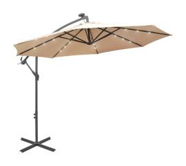 Umbrelă soare suspendată, iluminare led, stâlp metalic 300 cm