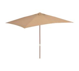 Umbrelă de soare, exterior, stâlp lemn, 200x300 cm, gri taupe
