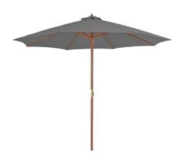 Umbrelă de soare de exterior, stâlp din lemn, 300 cm, antracit