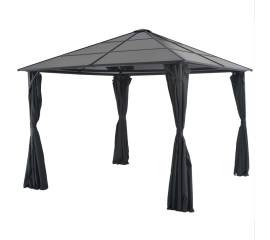 Pavilion cu perdea, negru, 3 x 3 m, aluminiu
