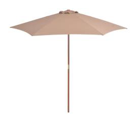 Umbrelă de soare de exterior cu stâlp din lemn, taupe, 270 cm