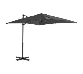 Umbrelă suspendată cu stâlp din aluminiu, antracit, 250x250 cm