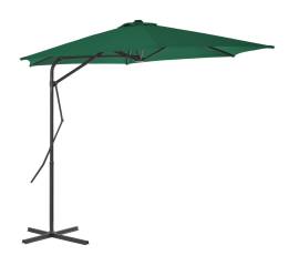 Umbrelă soare de exterior cu stâlp din oțel, verde, 300 cm