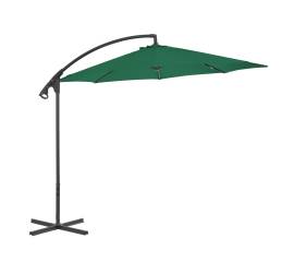 Umbrelă suspendată cu stâlp din oțel, verde, 300 cm