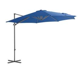 Umbrelă în consolă cu stâlp din oțel, albastru azuriu, 300 cm